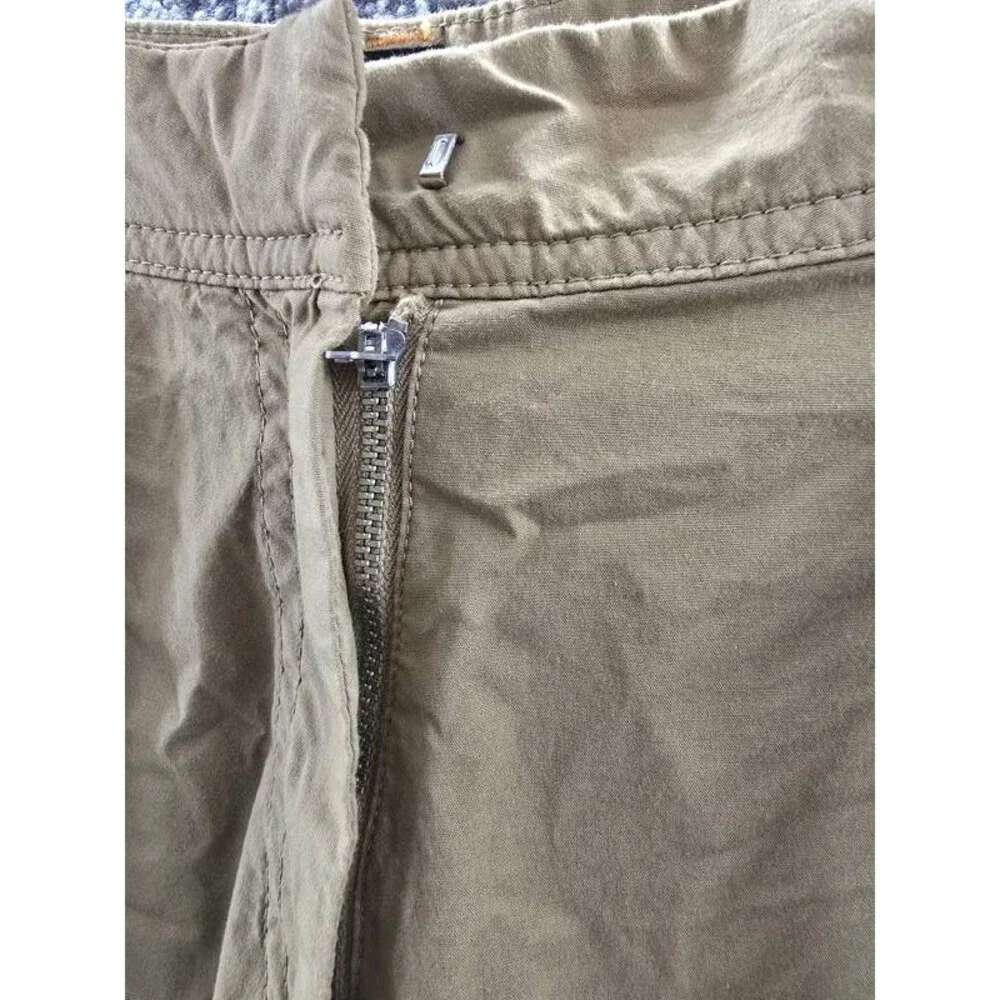 BOSS Orange High-Rise Baggy-Fit Shorts Women's 10 Beige Pleated Zip Hook & Bar